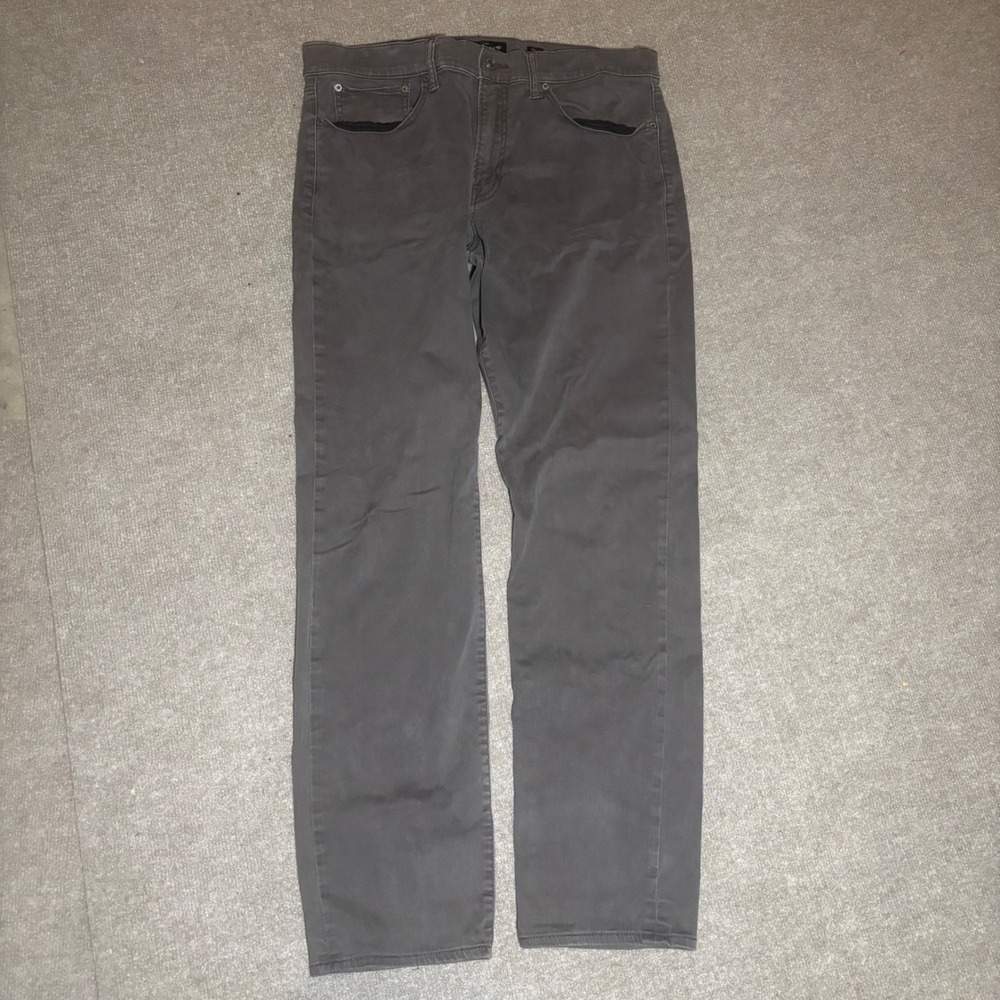 Lucky Brand 121 Slim Mens Gray Stretch Pants 36x32 Charcoal 5-Pocket Chino